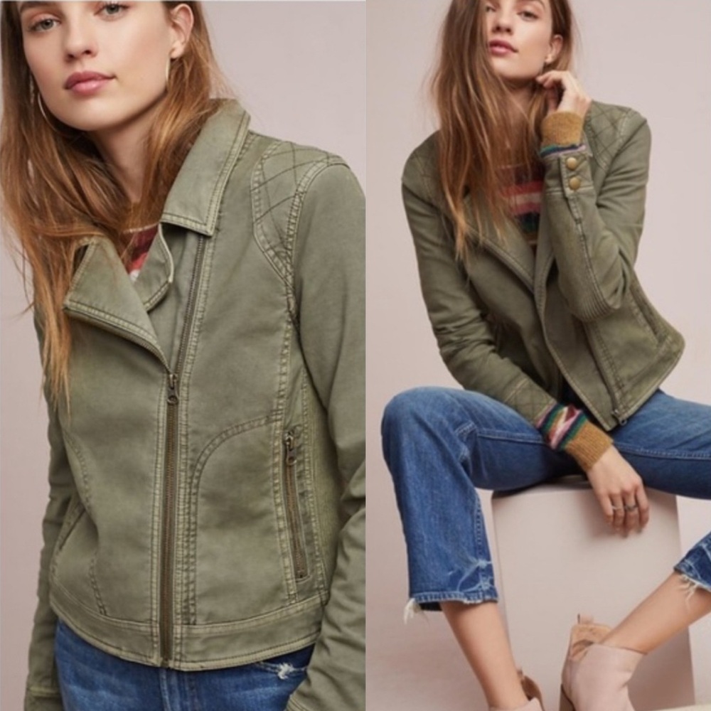 Anthropologie Olive Bomber Jacket